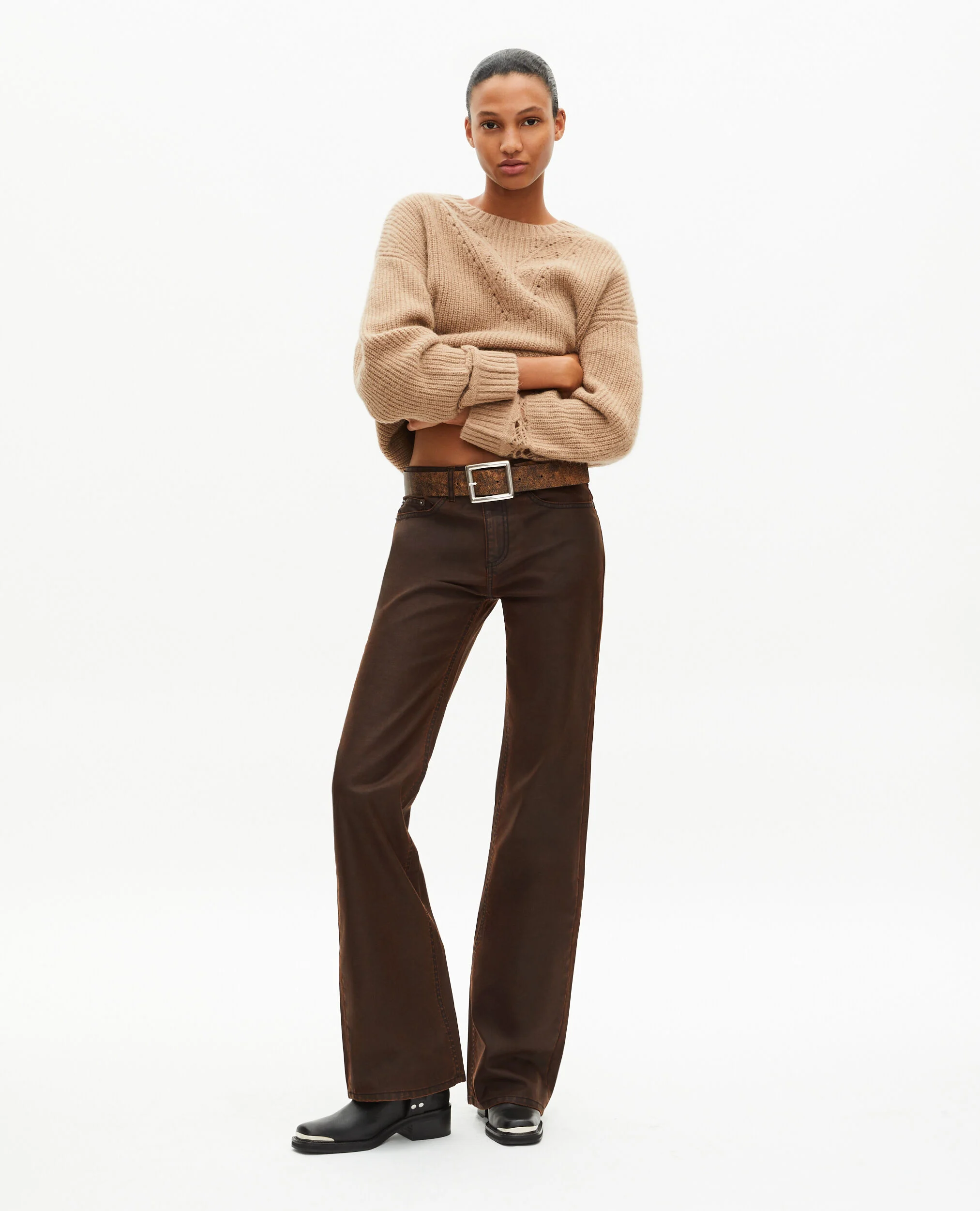 Jean coupe flare marron