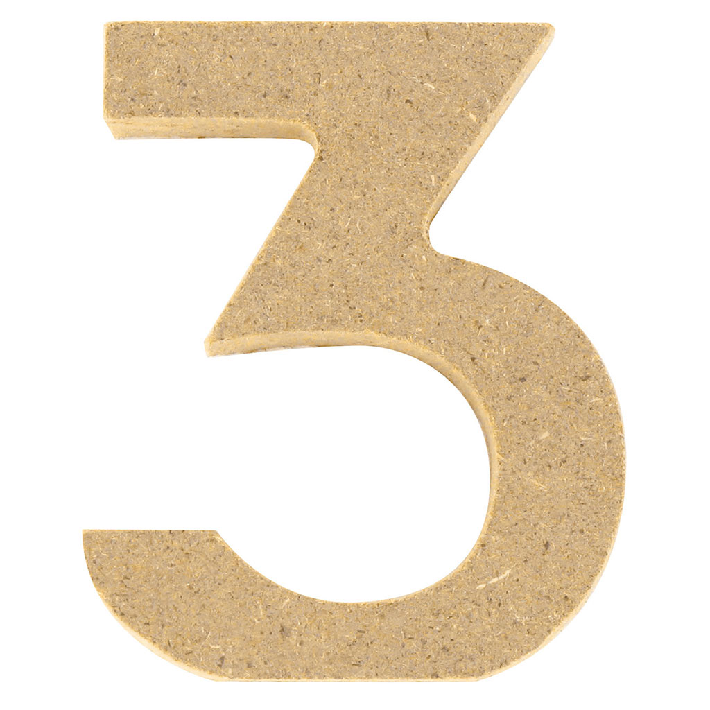 Chiffre 3 en bois H 5cm