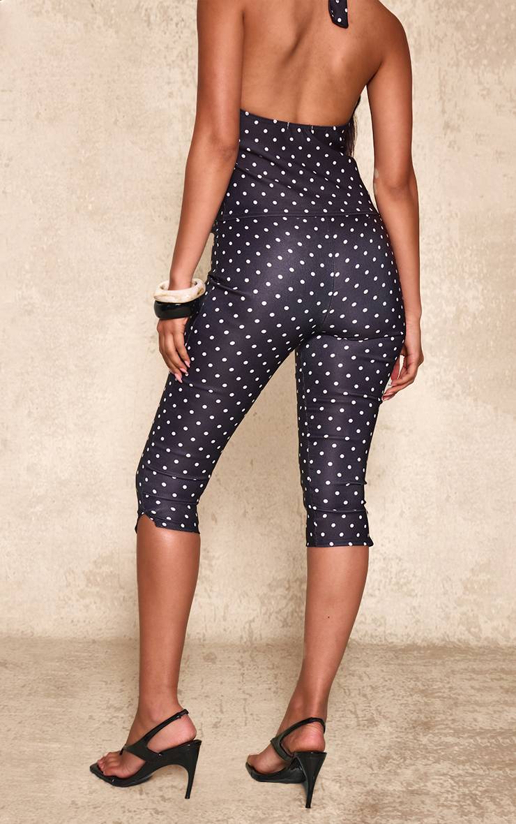 Noir Ensemble Coordonné Pantalon Capri À Pois