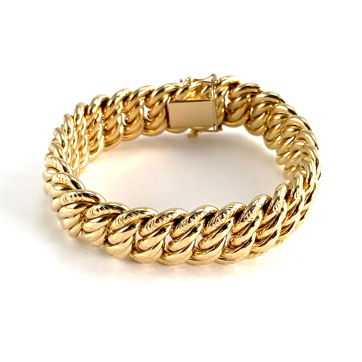 Bracelet d'occasion or 750 jaune maille américaine 19.5 cm