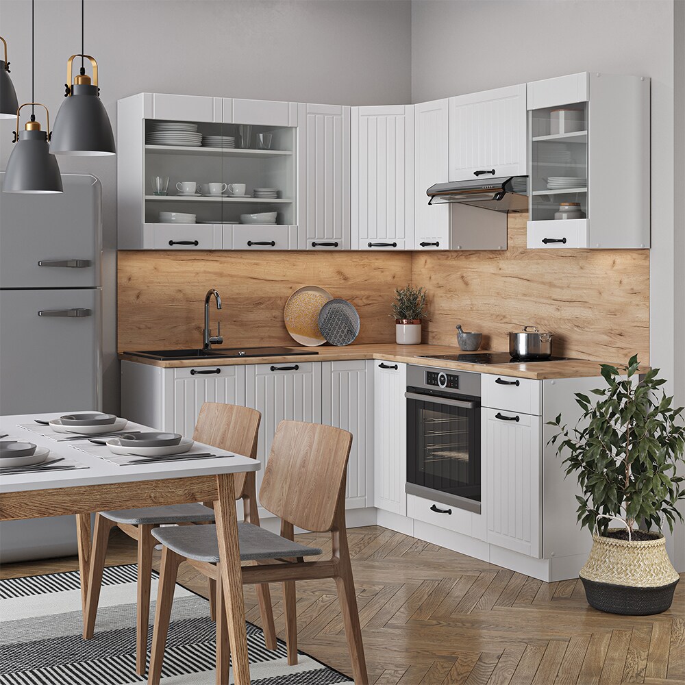 Vicco Küchenzeile Fame-Line Landhaus Eckküche Winkel Küche Einbau Weiß