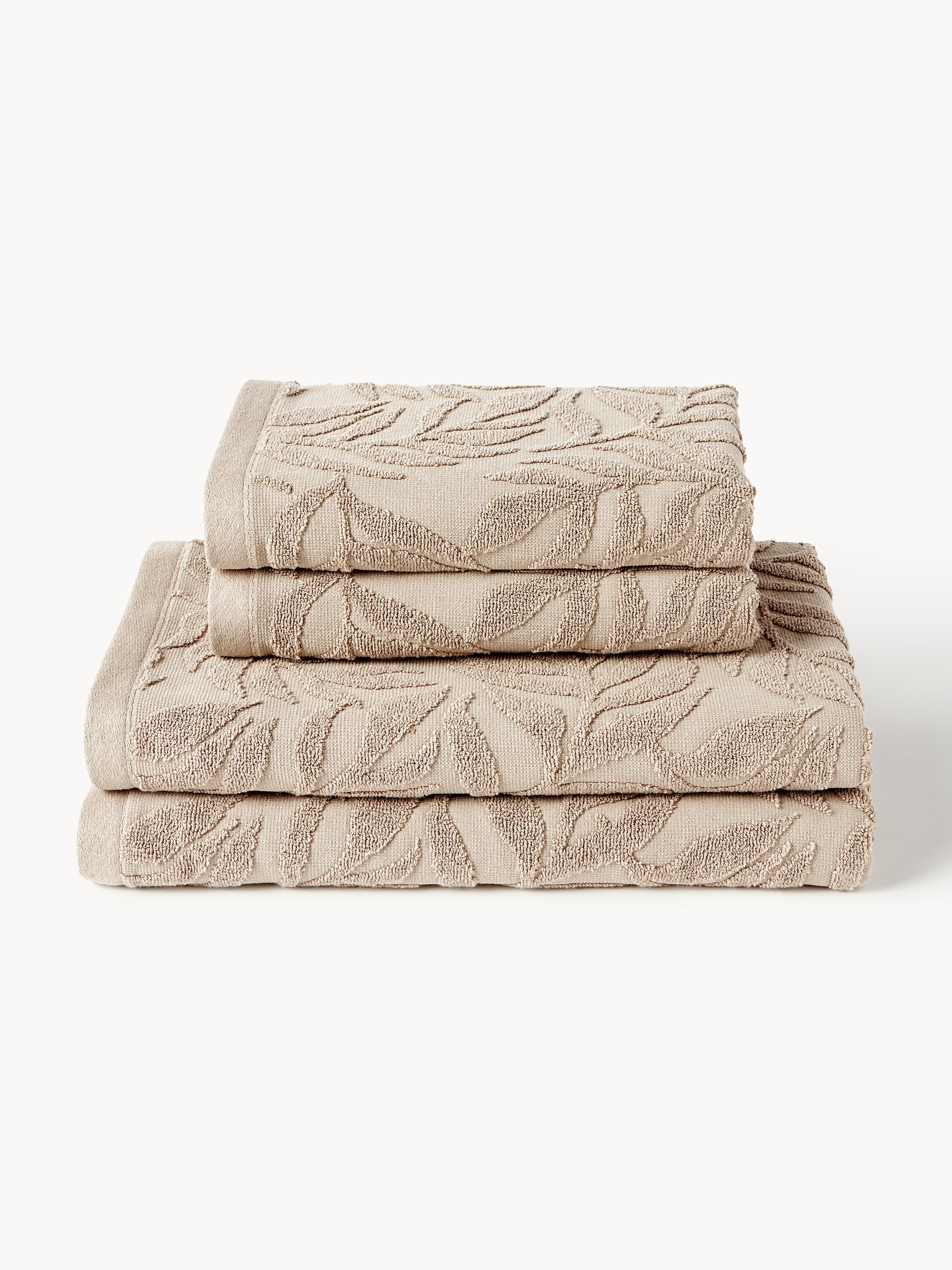Handdoek Leaf met hoog-laag patroon, in verschillende formaten