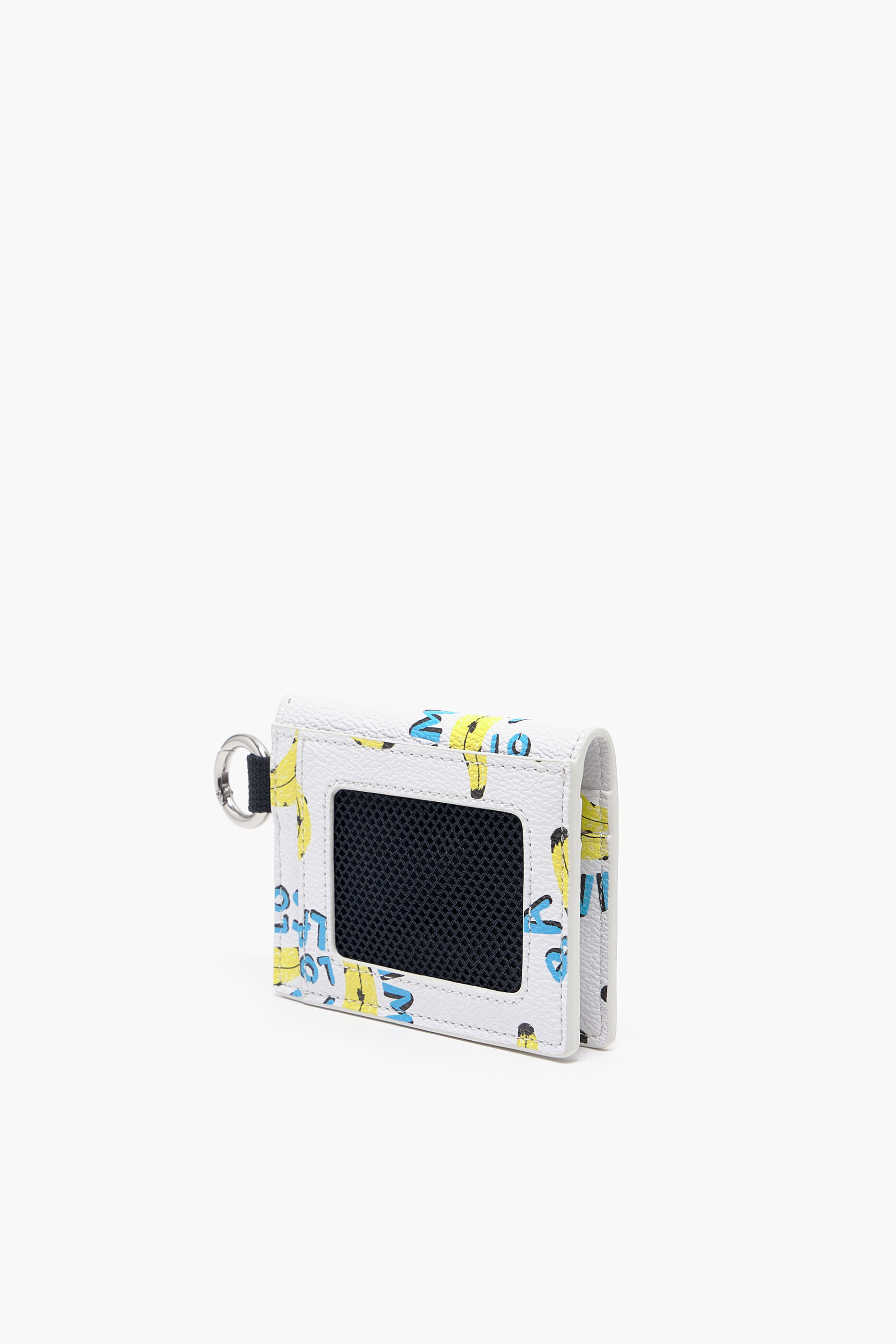 Porta-cartões quadrado com textura de estampa de banana, branco