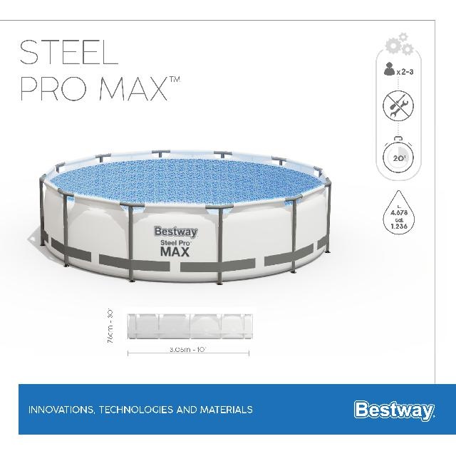 Bestway Zwembad Sirocco Frame Grijs Pro Max Rond 305cm