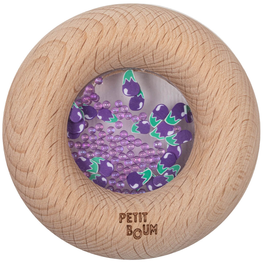 Petit boum bijtring rammelaar donut - aubergine