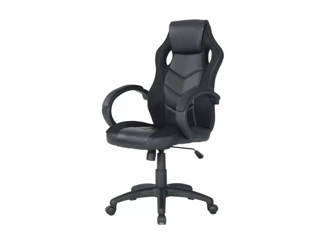 Chaise de jeu Darlanc, Fauteuil de jeu pour adultes, Chaise de bureau, 66x61h104/114 cm, Noir