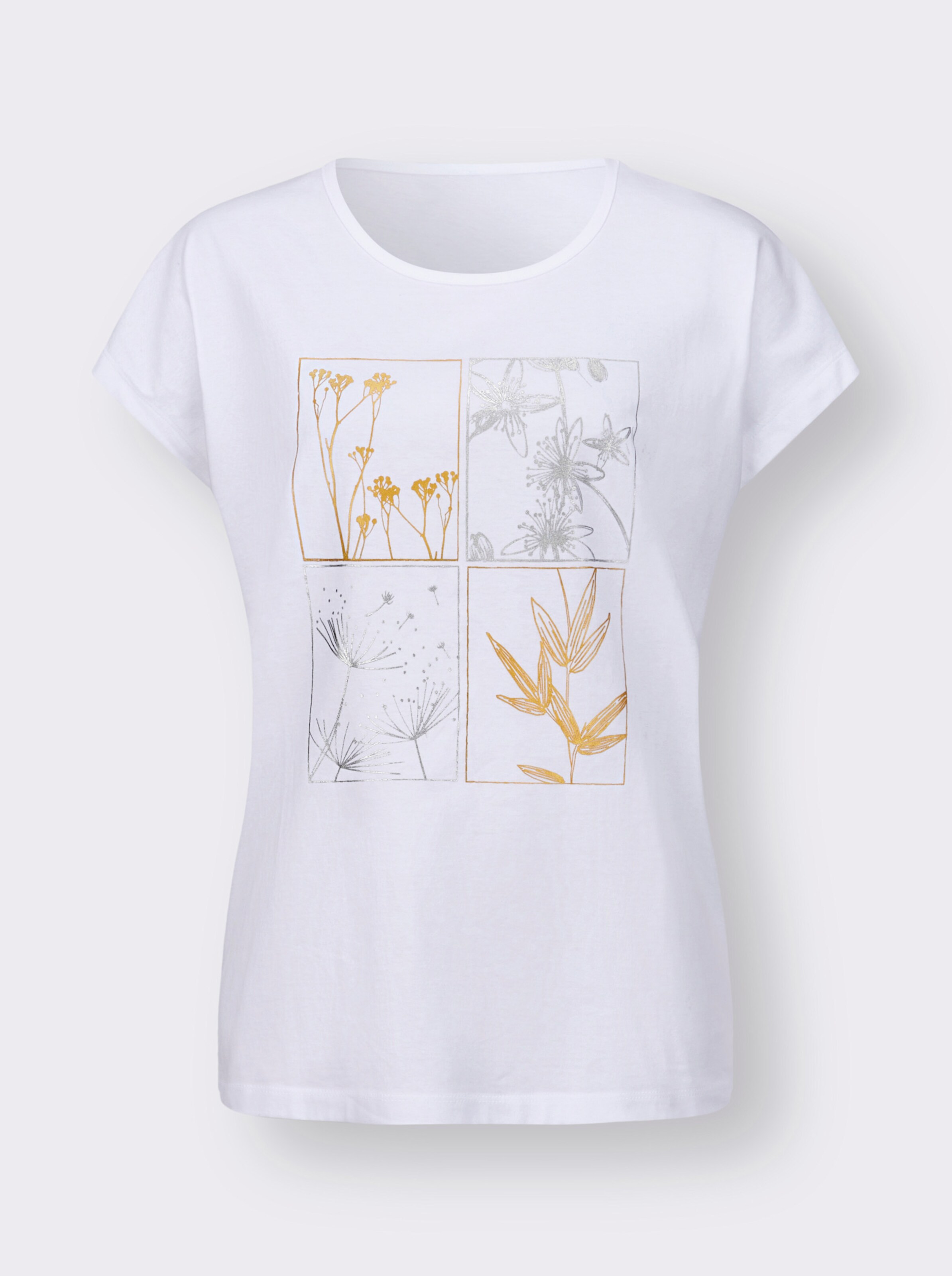 T-Shirt mit gold- und silberfarbenem Folien-Print