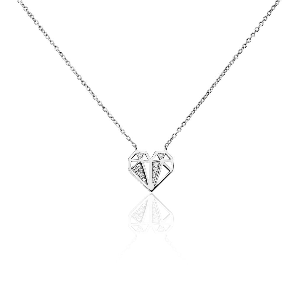 Collier Origami Argent Blanc Oxyde De Zirconium