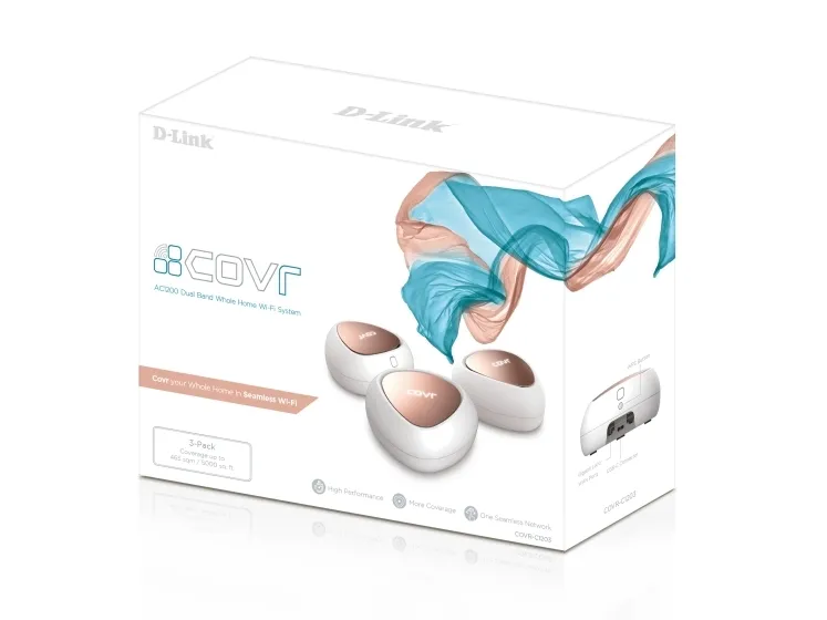 [OUTLET] - D-Link Covr Whole Home - Wi-Fi-system (3 forlængere) - op til 465 m2 - GigE, 802.11ac Wave 2 - 802.11a/b/g/n/ac Wave 2 - Dual Band