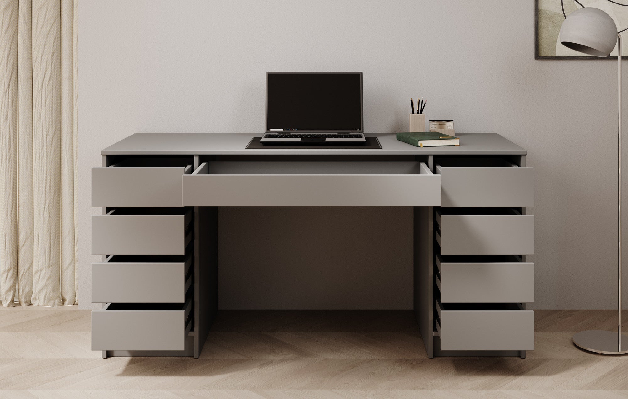 Meubella - Bureau Avio 2 - Antraciet - 154 cm