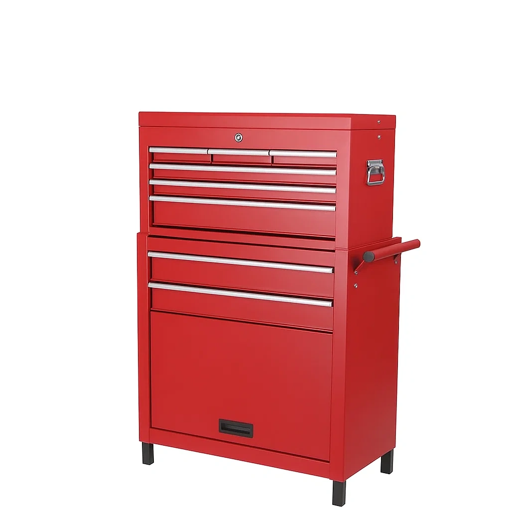 Cabinet à tiroirs pour outils en métal rouge avec 7 tiroirs