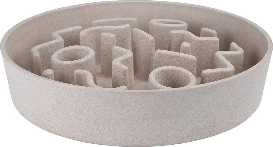 District 70 hondenvoerbak Bamboo slow feeder L beige D 28 H 6,2 cm