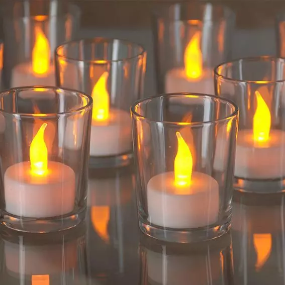 Lot de 6 Bougies LED vacillantes Chauffe-plat Blanc chaud