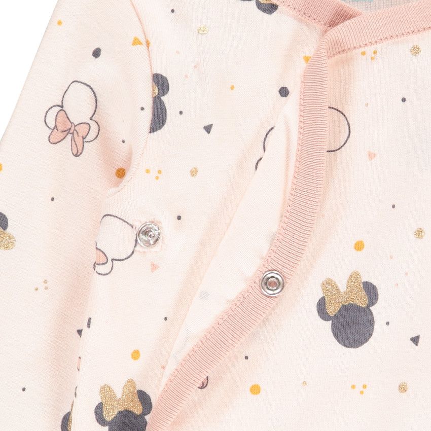 Lot de 3 bodies manches longues Minnie Disney en coton pour bébé fille - Rose