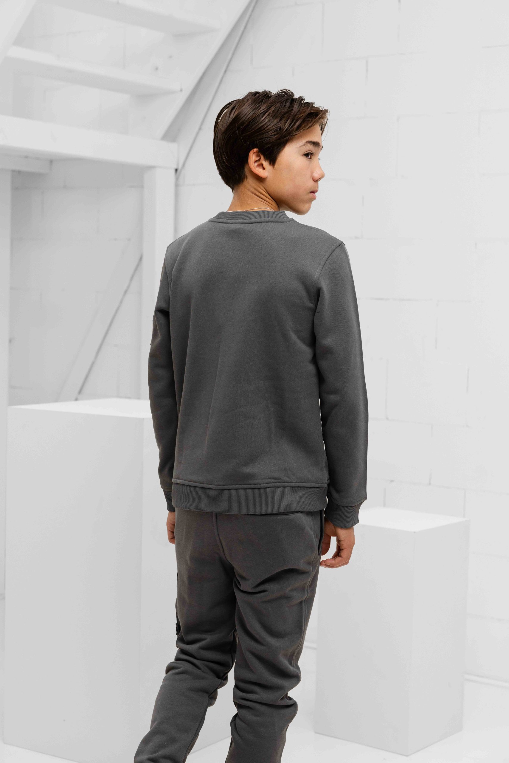 Malelions Nylon Pocket Sweater Trainingspak Kids Grijs