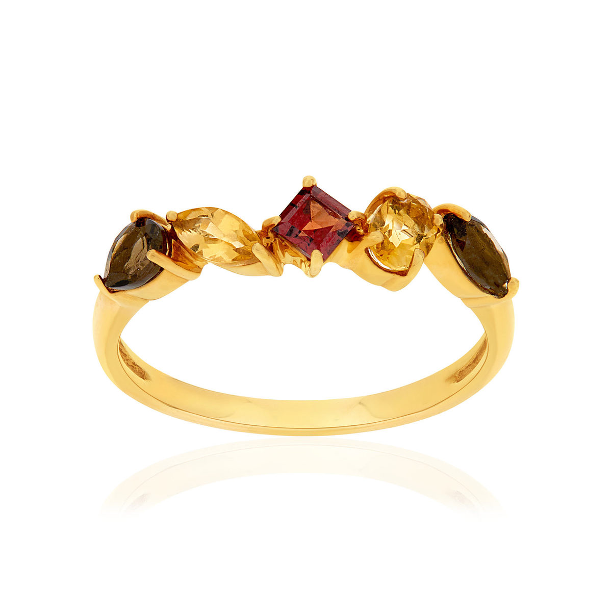 Bague or 375 jaune pierres fines