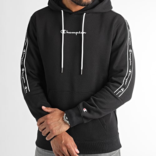 Sweat Capuche A Bandes 217829 Noir