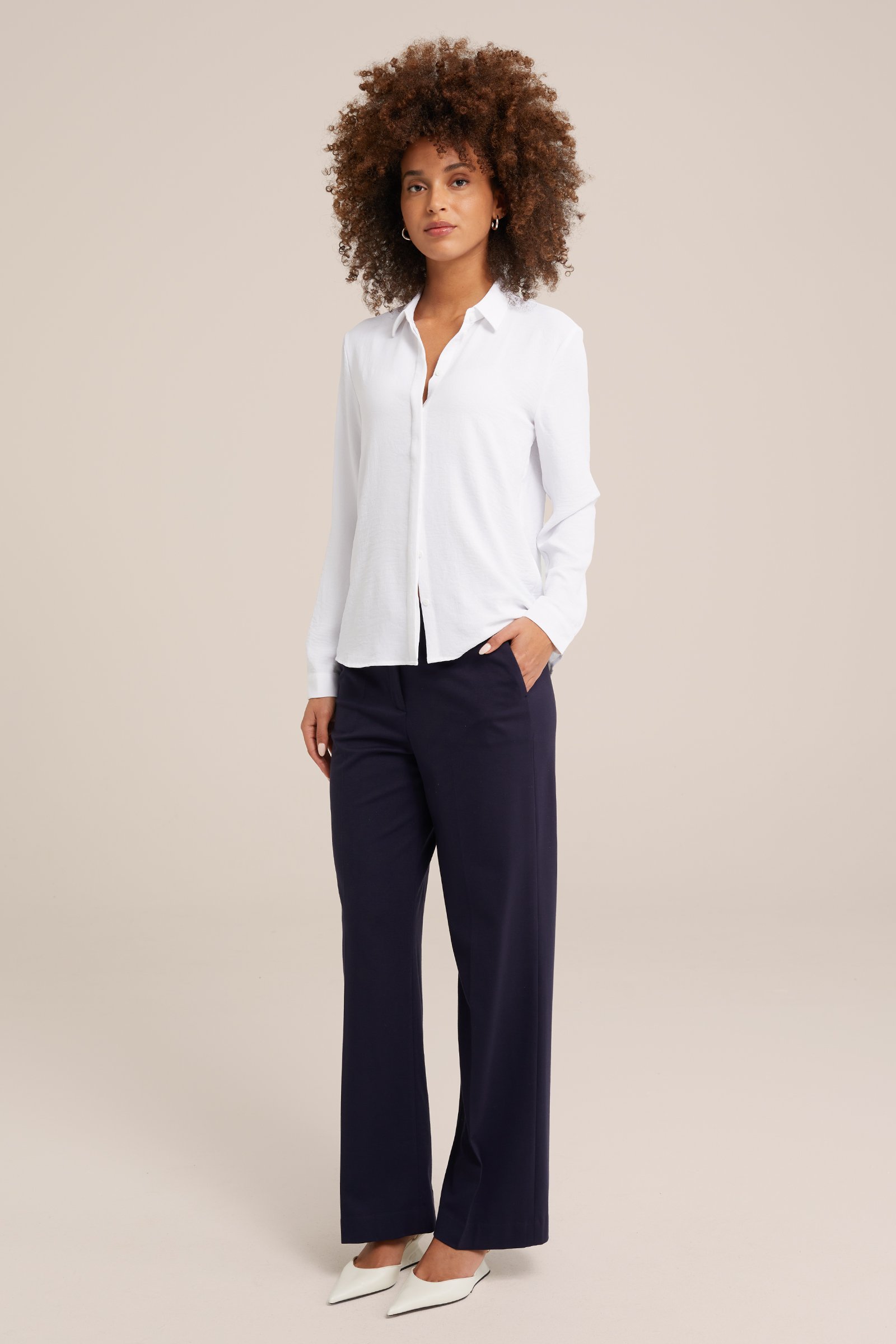 blouse met fijne structuur WE Fashion Wit