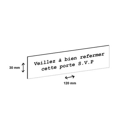 Plaque boîte à lettres personnalisée avec votre texte - 120 x 30 mm - blanche - adhésivée prête à poser
