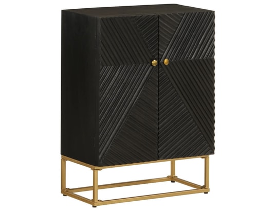 VIDAXL - Armoire de rangement Buffet noir 55x30x76 cm bois massif de manguier et fer