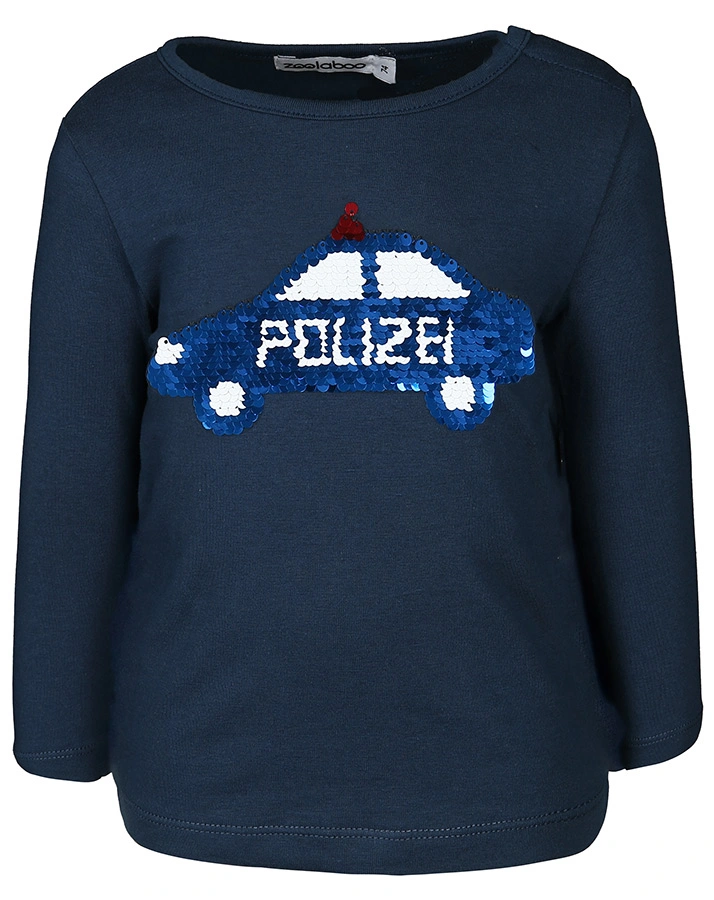 Langarmshirt POLIZEI TATÜ-TATA mit Wendepailletten in dunkelblau