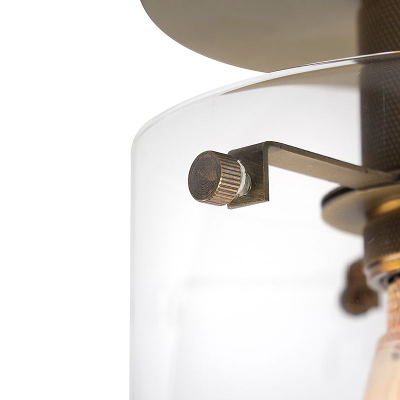 Moderne plafondlamp brons met glas - Dome