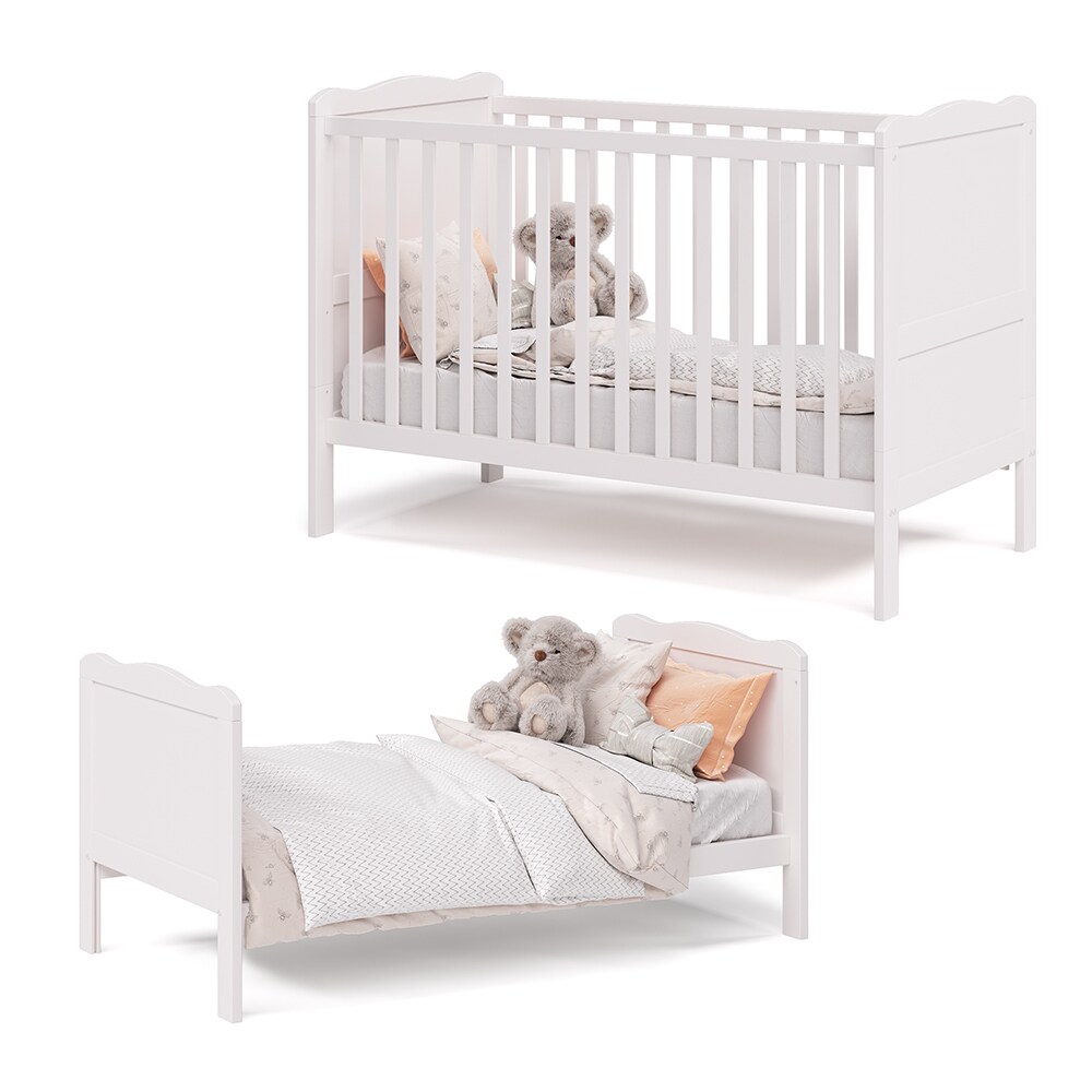 VitaliSpa Gitterbett Babybett Kinderbett Tobi Kombinationsbett umbaubar Weiß