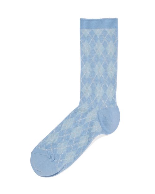 chaussettes à carreaux en coton bleu clair