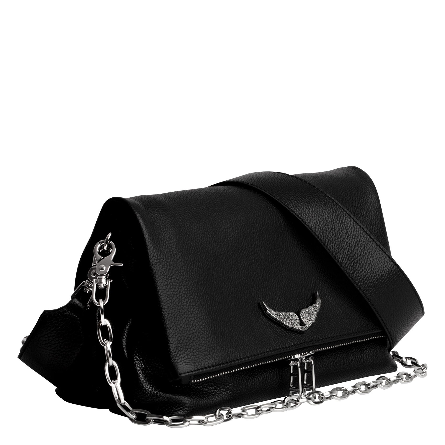 ROCKY SWING YOUR WINGS - Sac pochette en cuir zippé | Noir