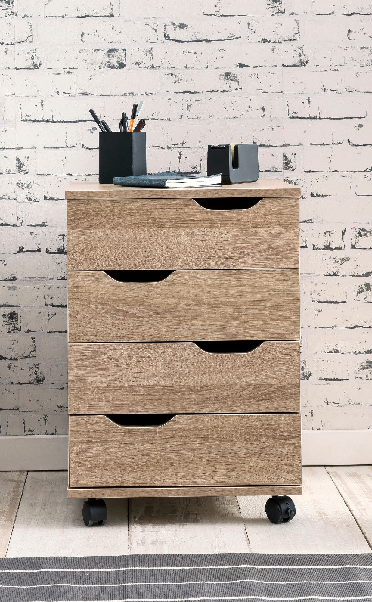 KADIMA DESIGN Stylischer Rollcontainer mit 4 Schubladen und Rollen, Modernes Design für Büroambiente