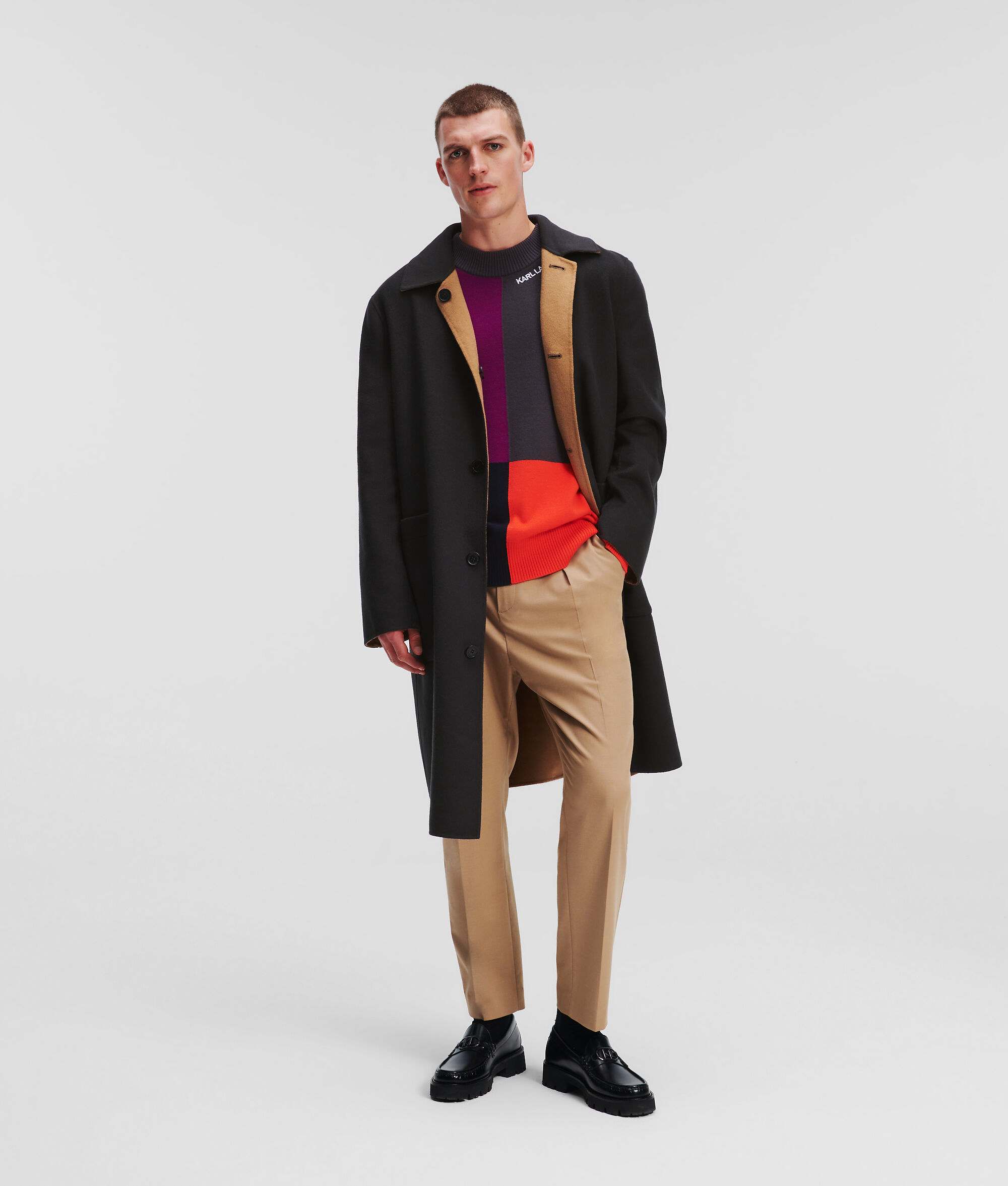 MANTEAU EN LAINE MÉLANGÉE RÉVERSIBLE
