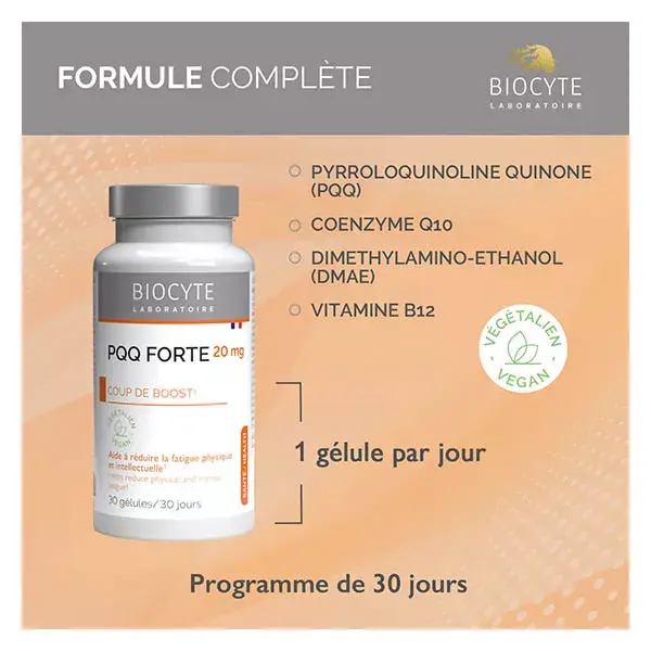 Biocyte PQQ FORTE Boost para Fadiga Física e Mental 30 cápsulas