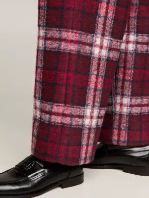 Calças de corte reto com estampa xadrez tartan