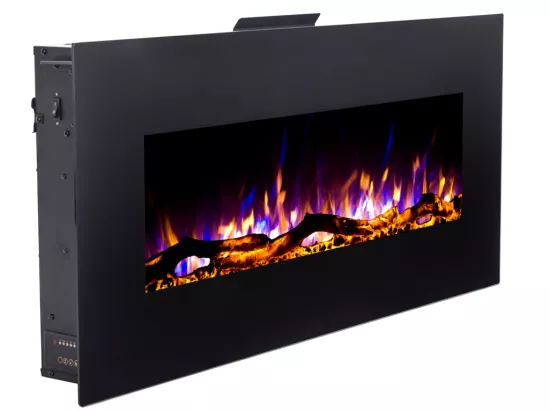 Cheminée électrique murale LALITA - L110 x P14 x H49 cm - Noire