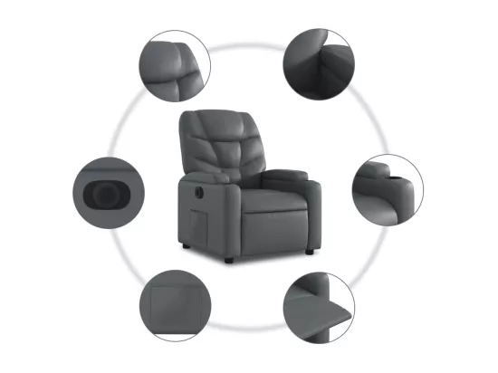 Fauteuil inclinable électrique Gris Similicuir