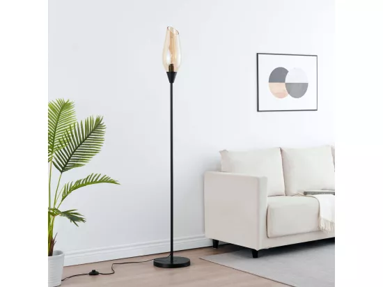 Grande lampe abat-jour verre ambré - Barletto