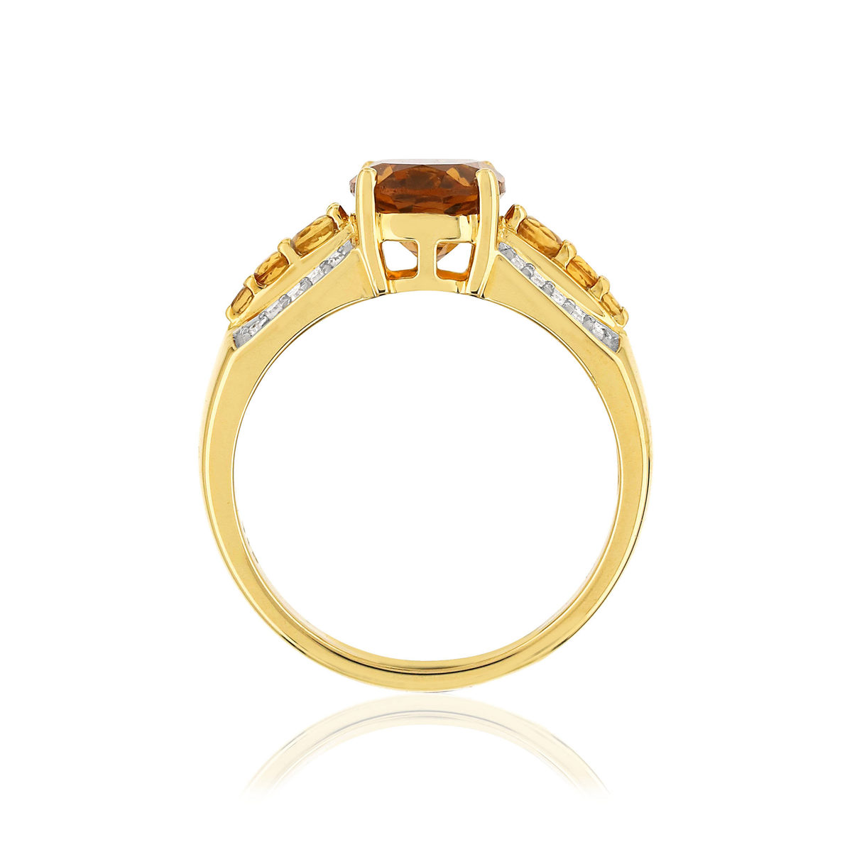 Bague or 375 2 tons citrines et diamants
