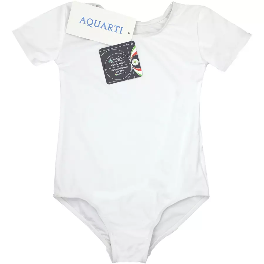 Aquarti Mädchen Gymnastikanzug Kurzarm weiß