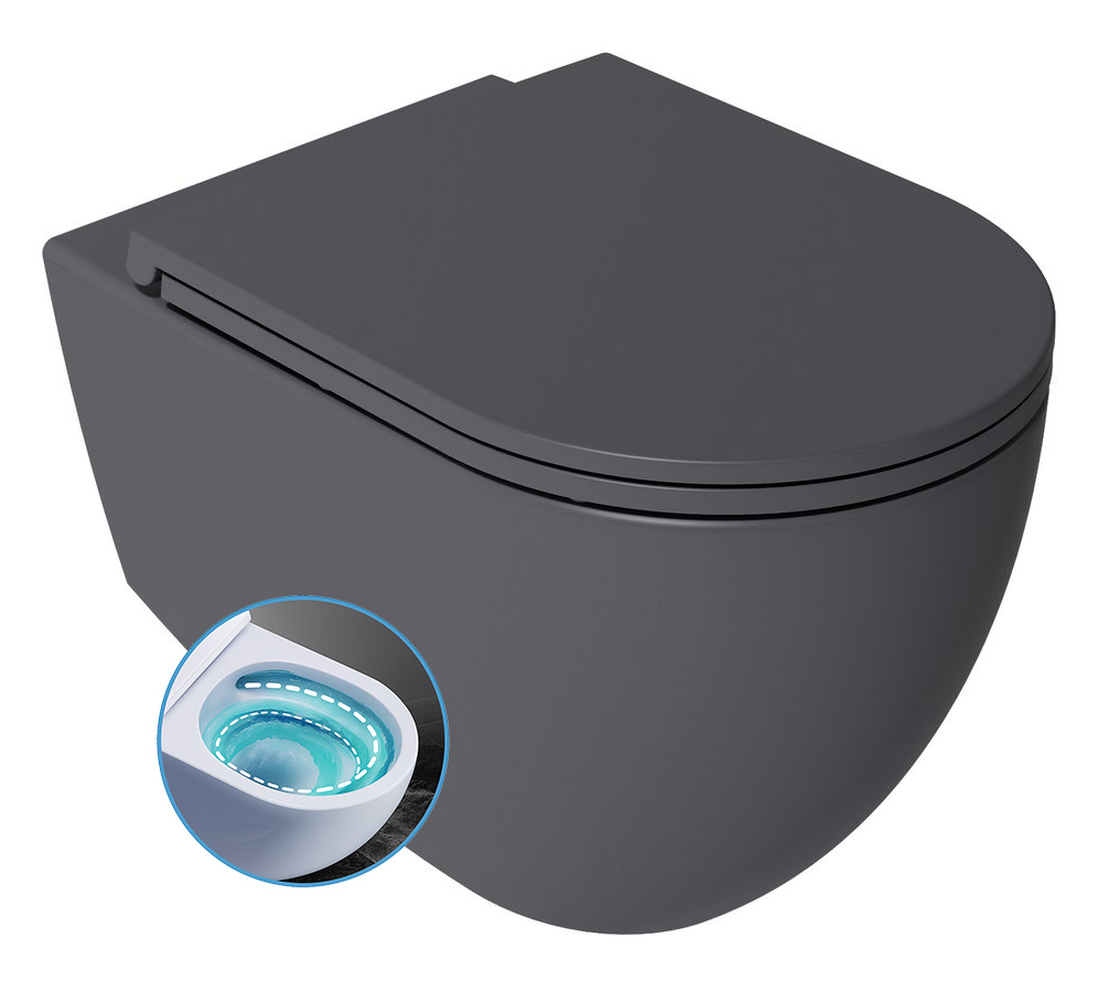 Isvea Infinity toiletpot met tornado flush met softclose zitting antraciet