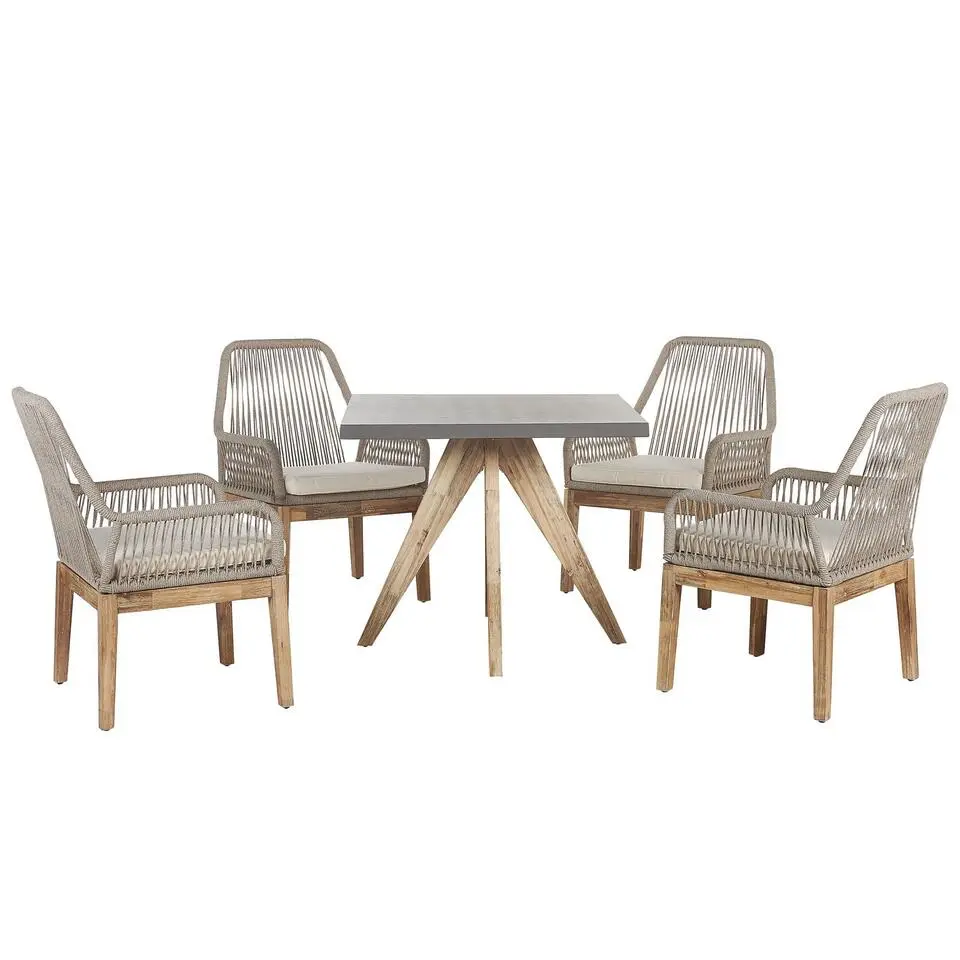 OLBIA - Tuinset voor 4 Vierkant - Grijs/Beige - Vezelcement