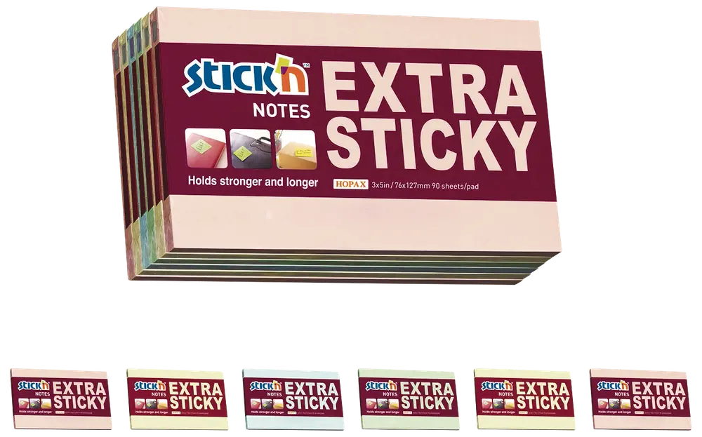 Sticky notes 76x127 mm 6 blokke - pastel farver