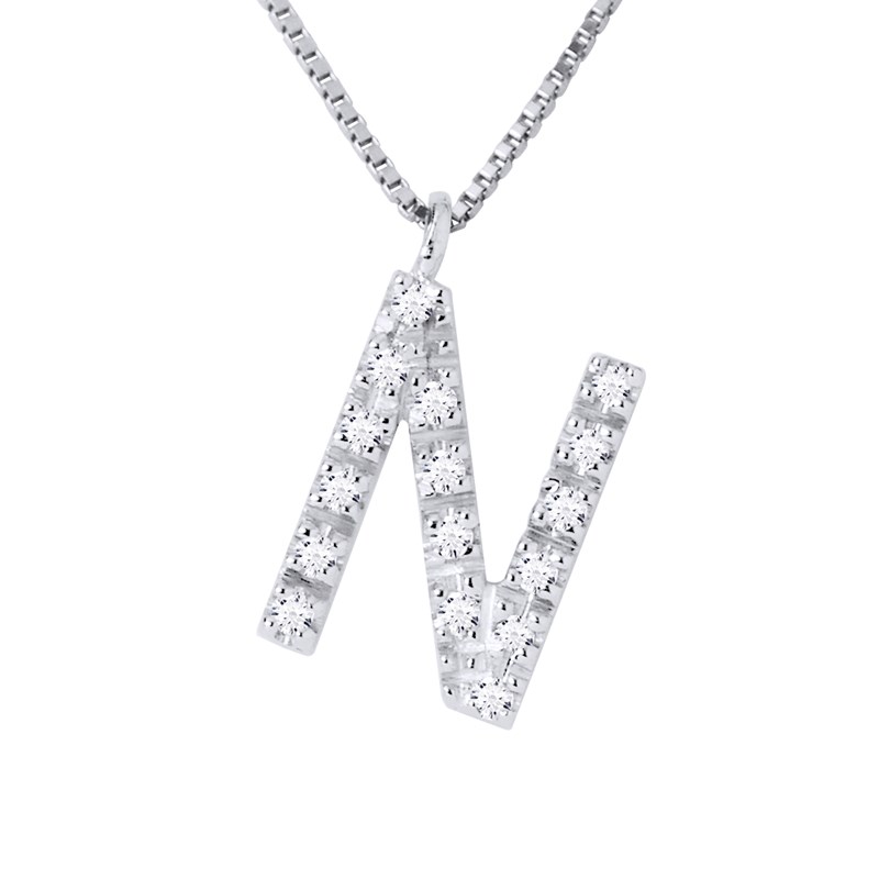 Collier ALPHABET Diamants 0,08 Cts  LETTRE 