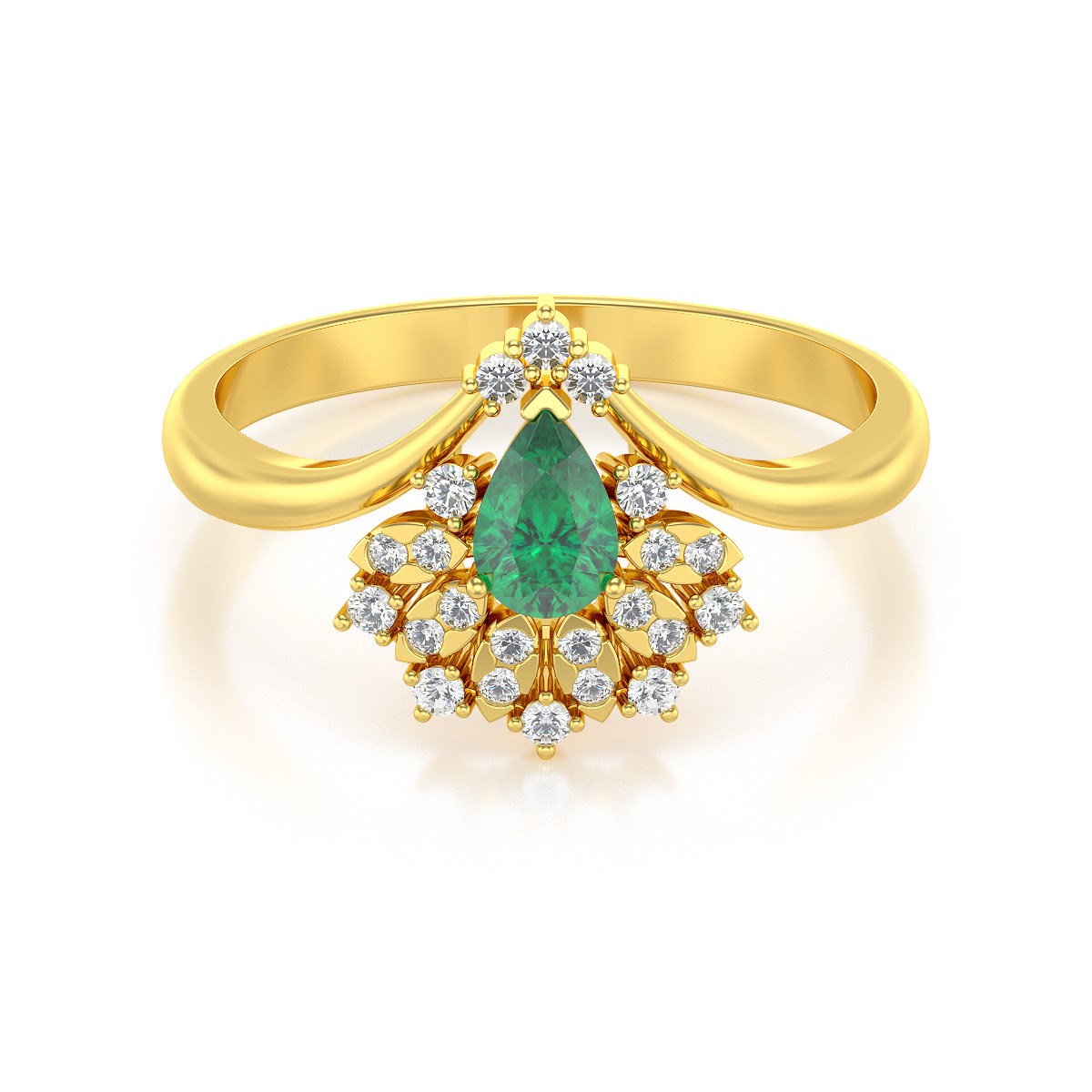 Bague ADEN Or 585 Jaune Emeraude et diamants 3.6grs