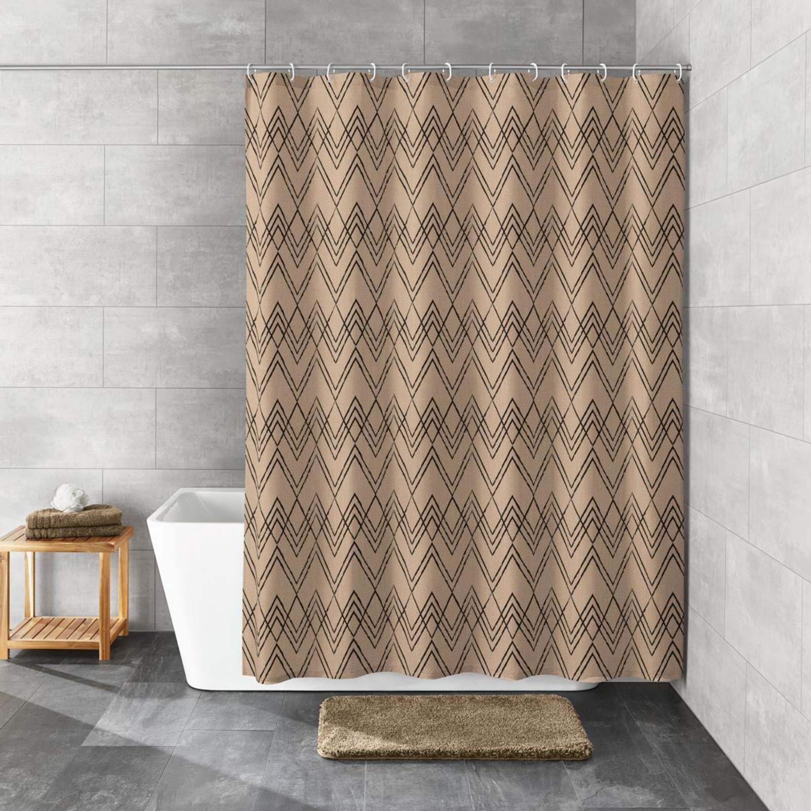 Kleine Wolke Duschvorhang - taupe - Zick-Zack - 180x200 cm