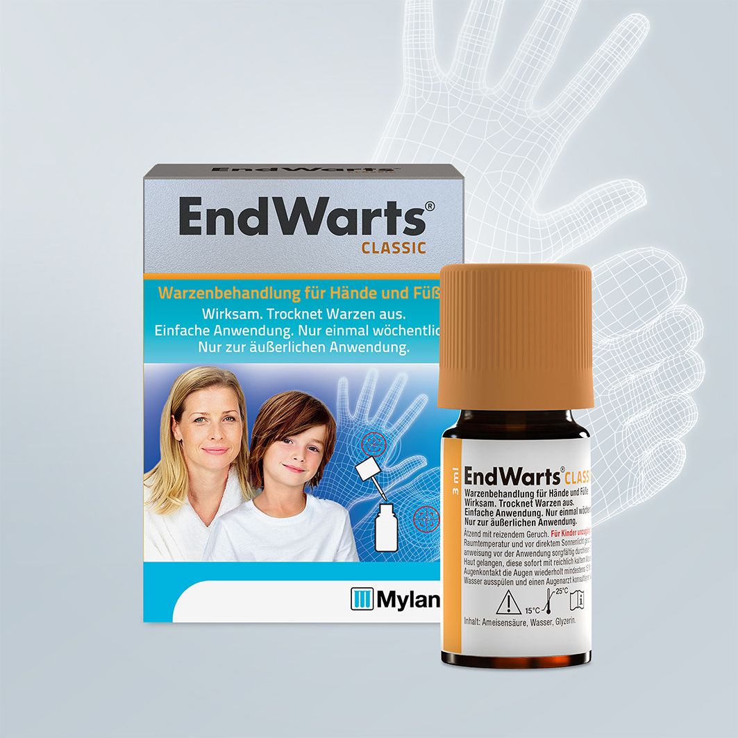 EndWarts CLASSIC: Lösung mit Ameisensäure gegen Warzen und Dornwarzen, Warzenbehandlung für Hände und Füße