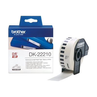 Brother DK-2221 - Ruban d'étiquettes auto-adhésives - 1 rouleau (29 mm x 30,48 m) - fond blanc écriture noire