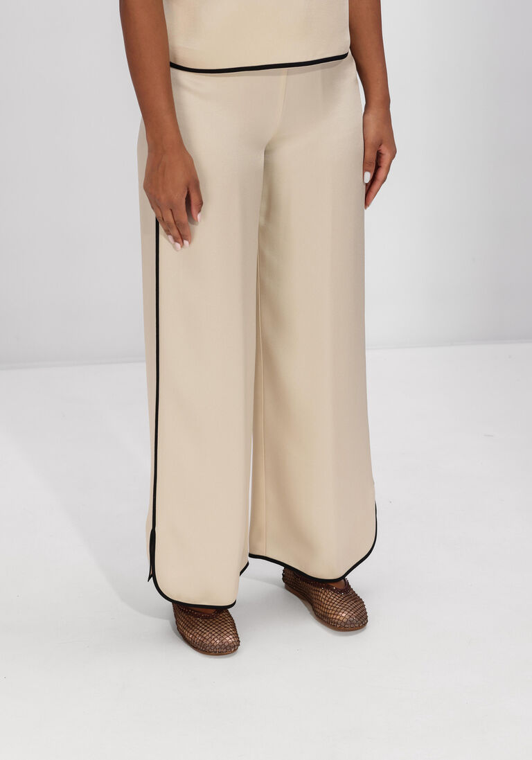 beige forte forte pantalon envers satin shiny cropped pants
