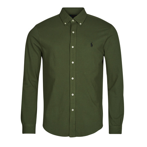 Polo Ralph Lauren - CHEMISE AJUSTEE COL BOUTONNE EN POLO FEATHERWEIGHT Kaki