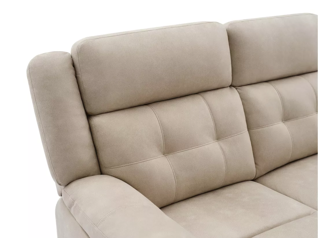 Canapé 3 places relax électrique en microfibre beige ORTIANO