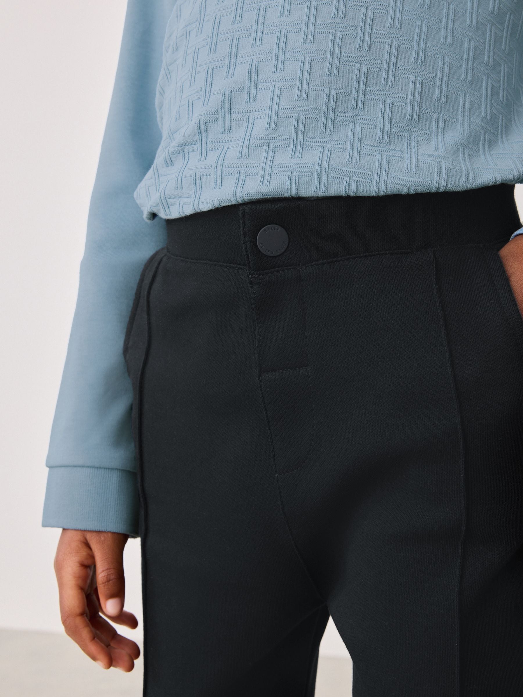 Blauw - Baker by Ted Baker set van 100% katoenen poloshirt en broek met textuur